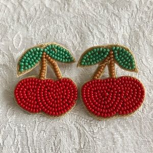 Beaded Cherry Post Earrings
